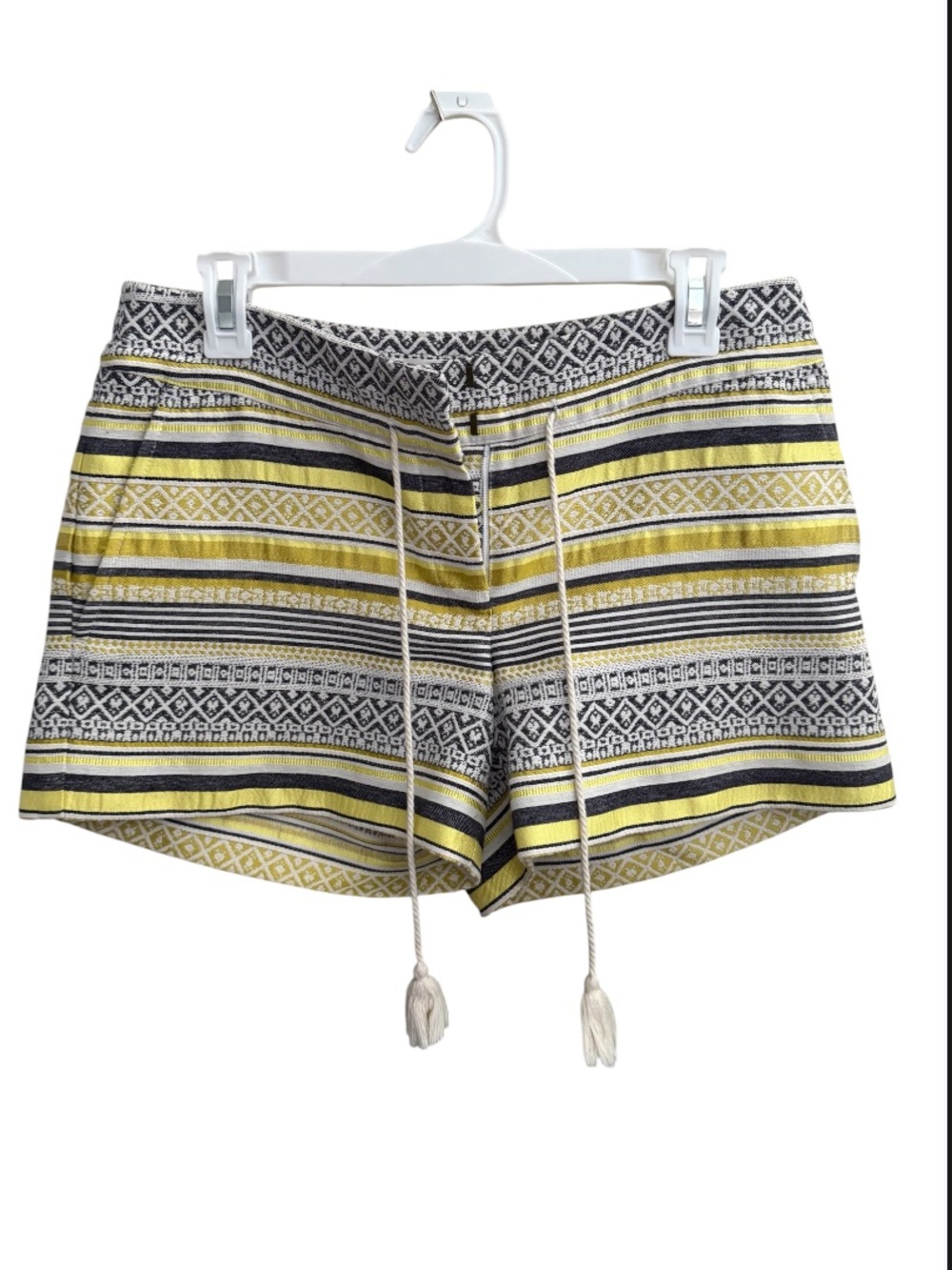 Ann Taylor LOFT Riviera Striped Drawstring Shorts Tassel Waist 2
